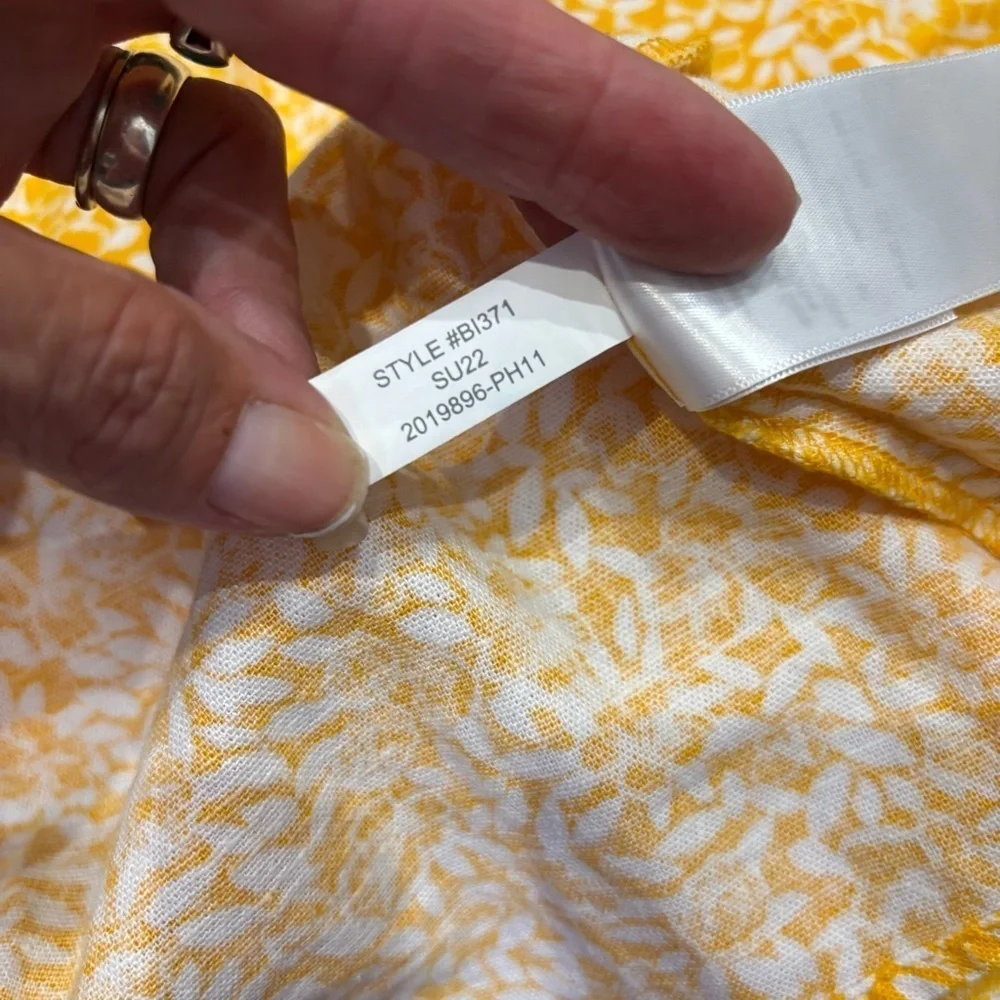 J. Crew Factory Linen Blend Printed Tiered Dress  Yellow Floral size 10